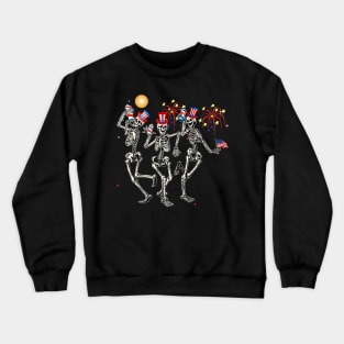 Dancing Skeleton 4th of July American Flag Crewneck Sweatshirt